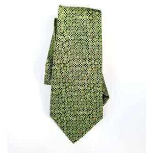 Faberge 100% Silk Tie Green Geometric Print Menswear Accessories